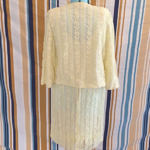 Amazing True Vintage Pale Yellow Beaded Dress Set - Picture 5 of 8
